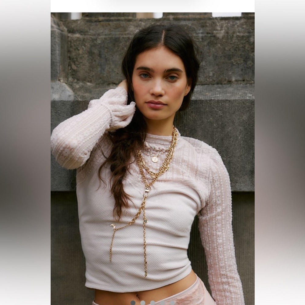 Free People Mina Long-Sleeve Top - S in hushed violet